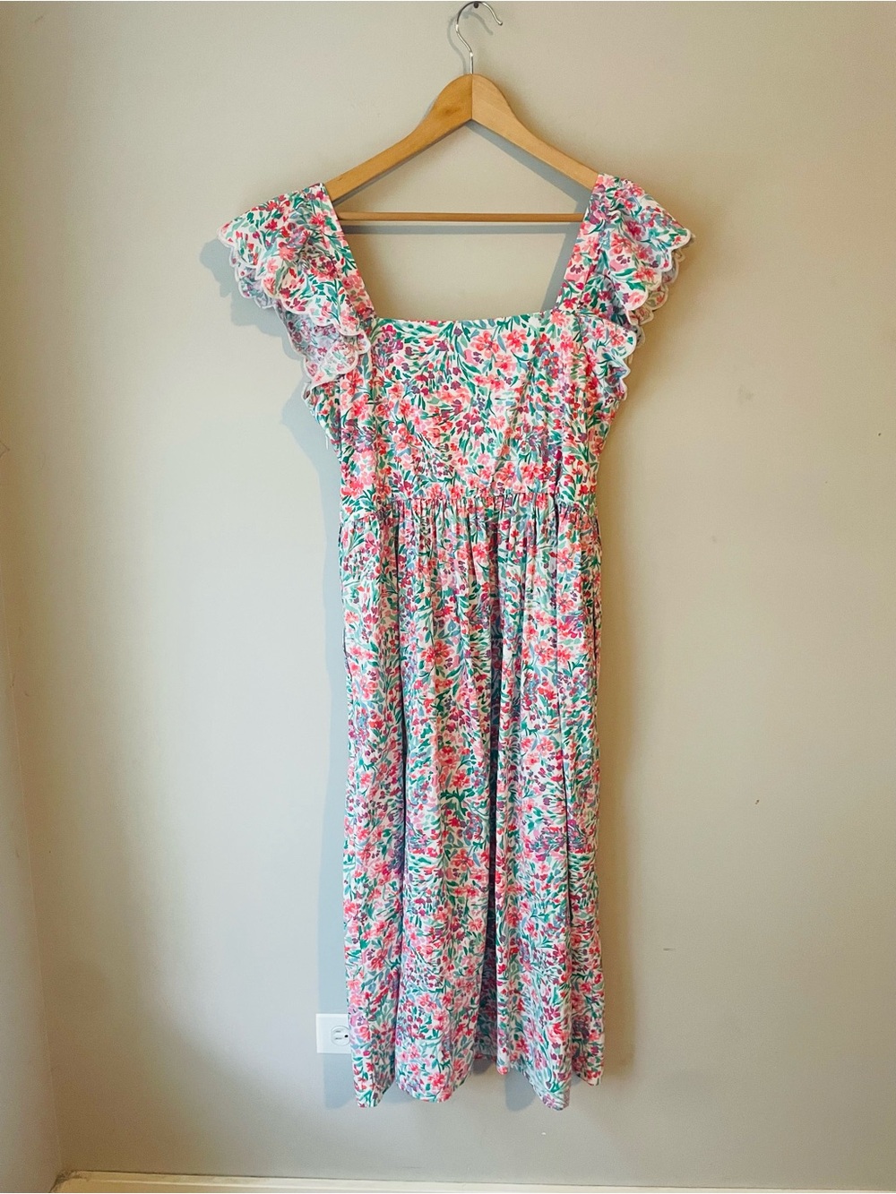 J. Crew Floral Flutter Sleeve Midi Dress - Picture 2 of 9